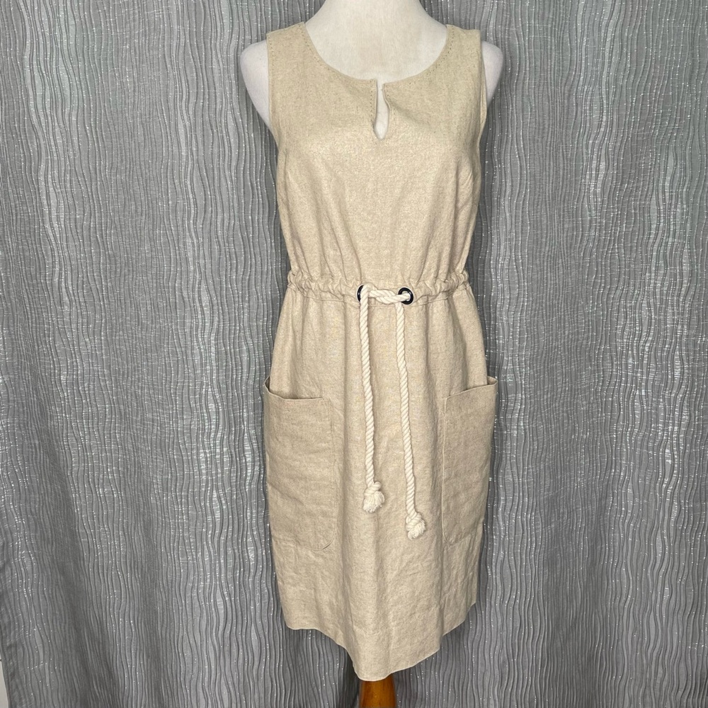 Maeve Anthropologie rope tie linen blend soft shimmer dress